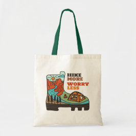 Hike More Worry Less Funny Hiking Tote Bag トートバッグ
