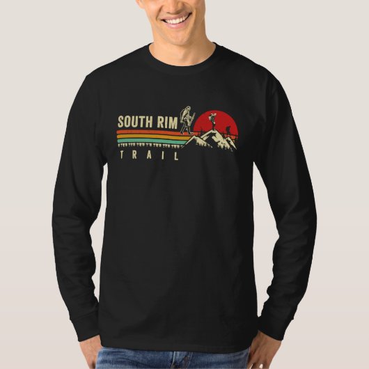 Hike South Rim Trail Grand Canyon Hiker  Retro Hik Tシャツ (正面)