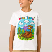 Hike Time Kids Crayon Adventure Art Tシャツ (正面)