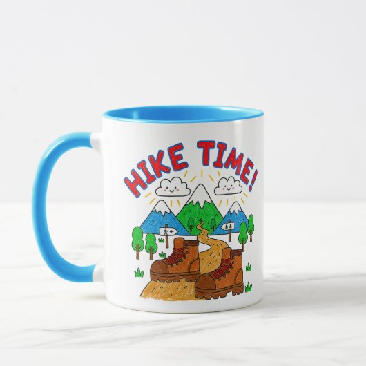 Hike Time Kids Drawing with Mountains マグカップ (左)
