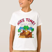 Hike Time Kids Drawing with Mountains Tシャツ (正面)