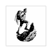 Hiker Scailing The Edge Of A Steep Mountain ラバースタンプ (インプリント)