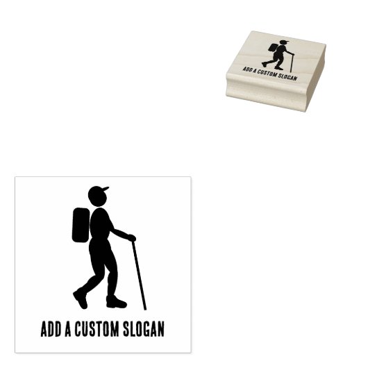 Hiker with Backpack：任意のスローガントレッキングテーマの追加 ラバースタンプ (押印)