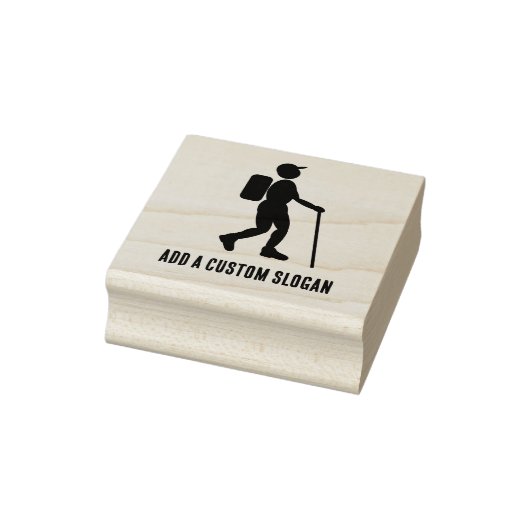 Hiker with Backpack：任意のスローガントレッキングテーマの追加 ラバースタンプ (スタンプ)