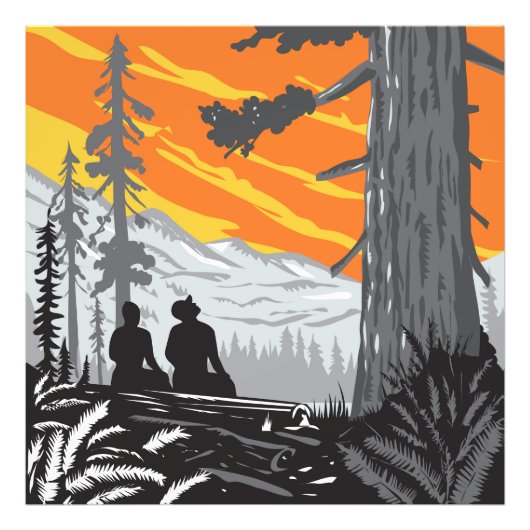 Hikers in Jeddiah Smith Redwoods州パークWPA フォトプリント (正面)