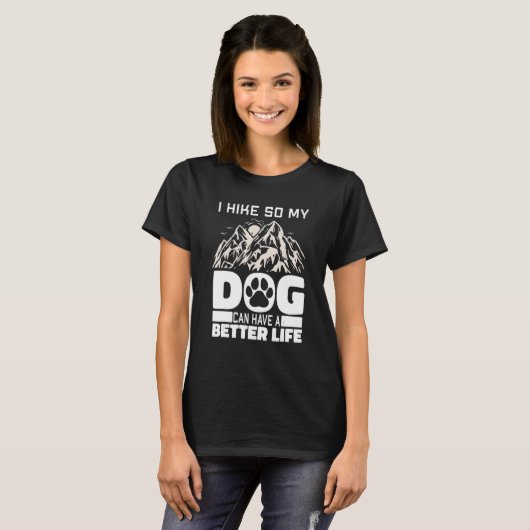 Hiking Dog Hiker Mountain Trail - Wilderness Hike Tシャツ (正面フル)
