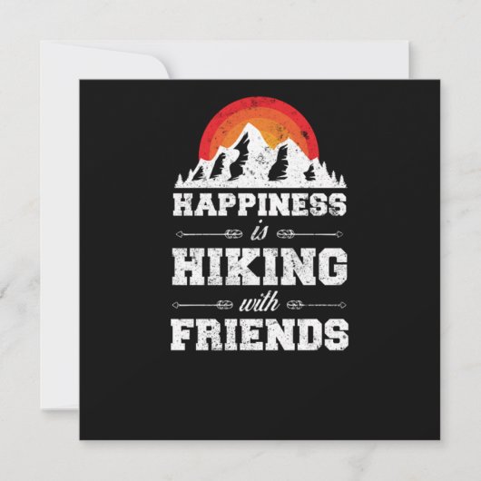 Hiking Happiness Is Hiking With Friends Retro Vint 招待状 (正面)