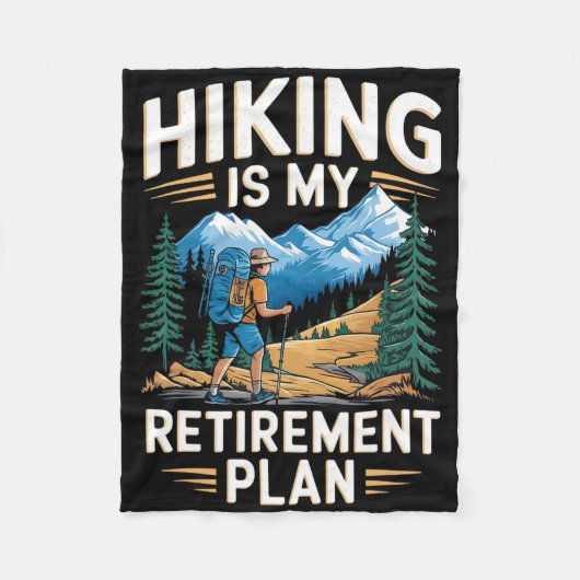 Hiking Is My Retirement Plan Outdoor Adventure  フリースブランケット (正面)