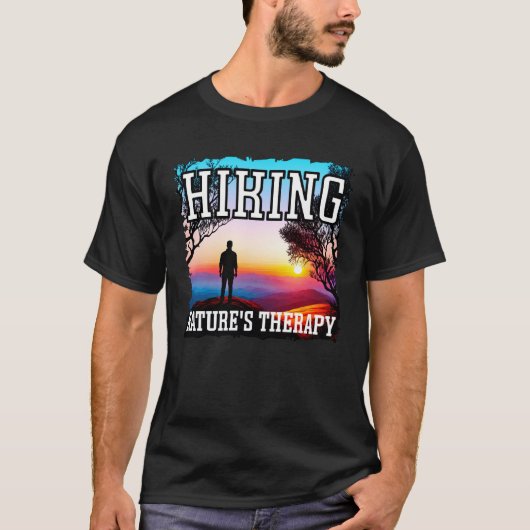 Hiking nature s therapy sunset hiking tシャツ (正面)
