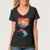 Hiking outdoor mountains landscape tシャツ (正面)