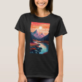 Hiking outdoor mountains landscape tシャツ (正面)