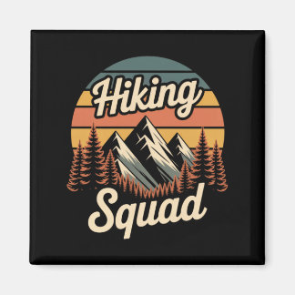 Hiking Squad Retro Mountain Camng Hiking Trip マグネット