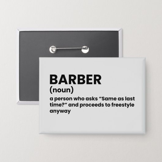 Hilarious Barber Meaning 缶バッジ (正面/裏面)