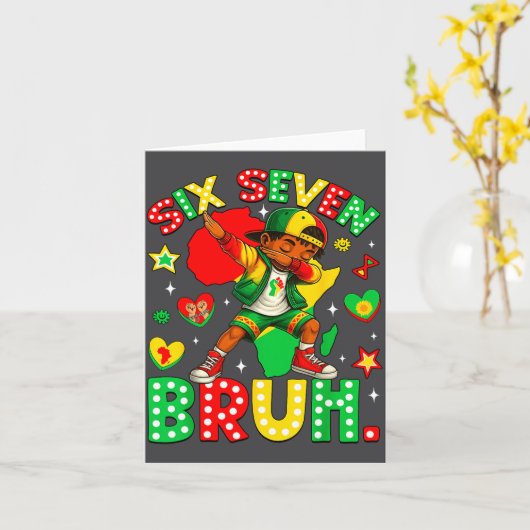 Hilarious Bruh History Dabbing 67 African American カード (黄色い花)