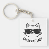 Hilarious "Crazy Cat Lady" Acrylic Keychain キーホルダー (正面)