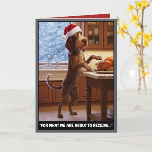 Hilarious Italian Spinone Christmas カード (黄色い花)