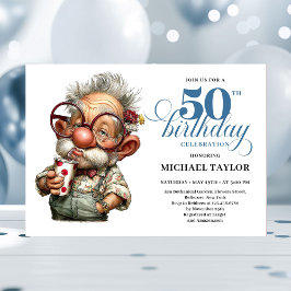 Hilarious Man Turning 50 Milestone Party Invite 招待状