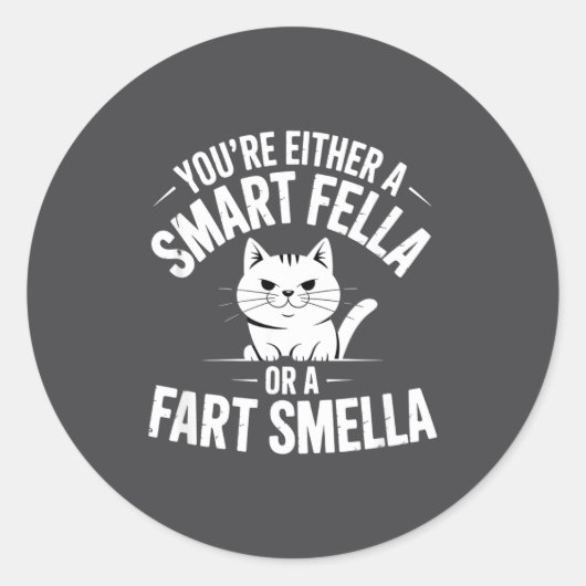Hilarious Smella Cat Smart Fart Humor Spoonerism F ラウンドシール (正面)