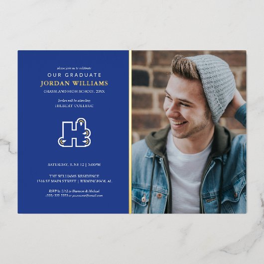 Hilbert College Graduation 箔招待状 (正面)