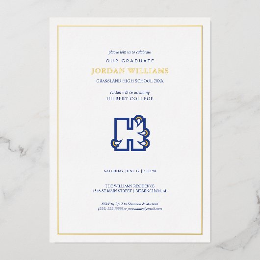 Hilbert College Graduation 箔招待状 (正面)