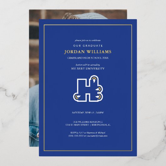 Hilbert College H 箔招待状 (正面/裏面)