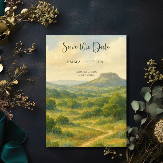 Hill Country Texas Unique Save the Date 招待状