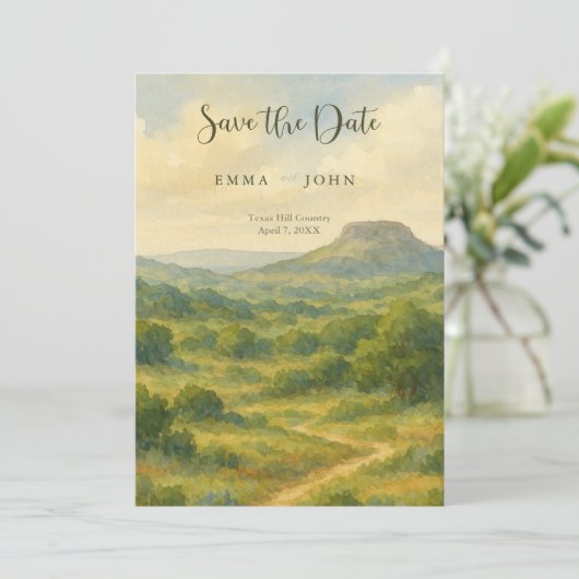 Hill Country Texas Unique Save the Date 招待状 (スタンド正面)