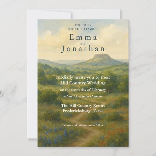 Hill Country Texas Unique Wedding Invitation Cards 招待状 (正面)
