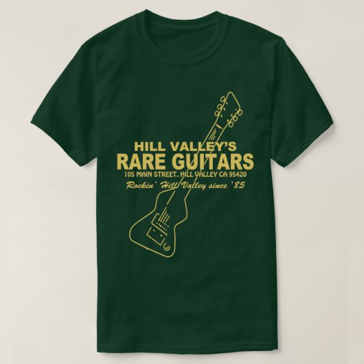 Hill Valley Rare Guitars Rockin Since 85 Chick Tシャツ (デザイン正面)