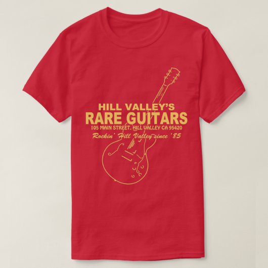 Hill Valley Rare Guitars Rockin Since 85 Gibby Tシャツ (デザイン正面)