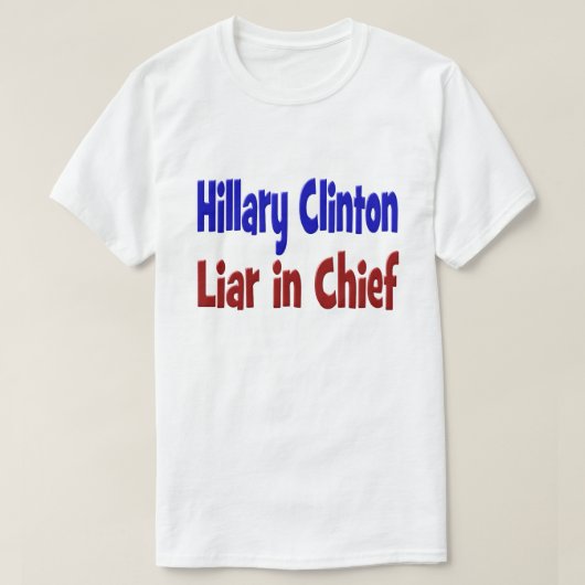 Hillary Clinton Liarチーフシャツ、赤と青 Tシャツ (デザイン正面)