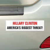HILLARYCLINTON_AMERICAで最も大きい脅威! バンパーステッカー (車上)