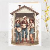 HILLBILLY BANJO FUNNY BIRTHDAY GREETING CARD カード (黄色い花)