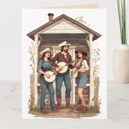 HILLBILLY BANJO FUNNY BIRTHDAY GREETING CARD カード (正面)