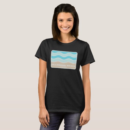 Hillsboro Beach Florida Retro FL Waves Beach Souve Tシャツ (正面フル)