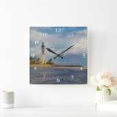 Hillsboro Inlet Light Scenic スクエア壁時計 (ホーム)