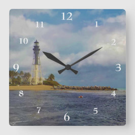 Hillsboro Inlet Light Scenic スクエア壁時計