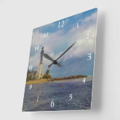 Hillsboro Inlet Light Scenic スクエア壁時計 (傾斜)