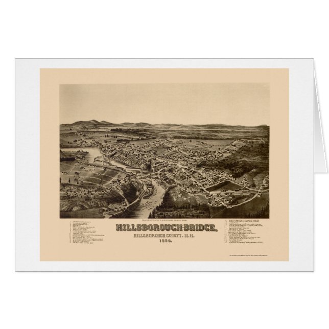 HillsboroughのNHのパノラマ式の地図- 1884年 (正面横)