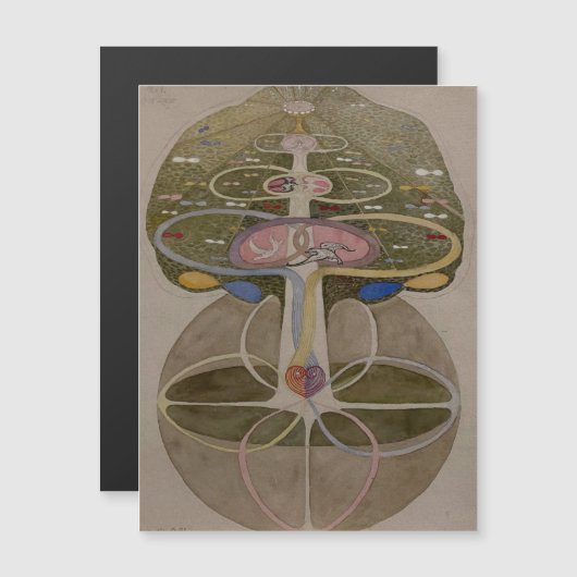 Hilma Af Klint, Tree Of Knowledge No1抽象芸術・アート マグネット招待状 (正面/裏面)