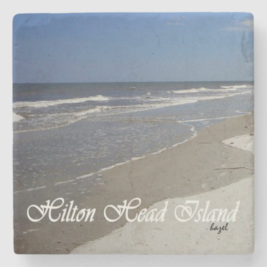 Hilton Head Islandのビーチ場面大理石のコースター ストーンコースター (正面)