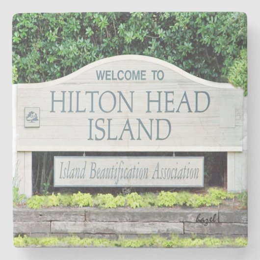 Hilton Head Islandの印のコースターへの歓迎 ストーンコースター (正面)