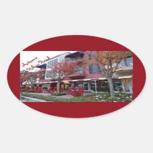 Hilton Head Island -港の町の店の秋 楕円形シール