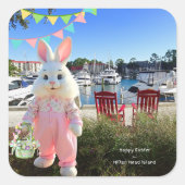 Hilton Head Island Harbour Townからのハッピーイースター スクエアシール (正面)
