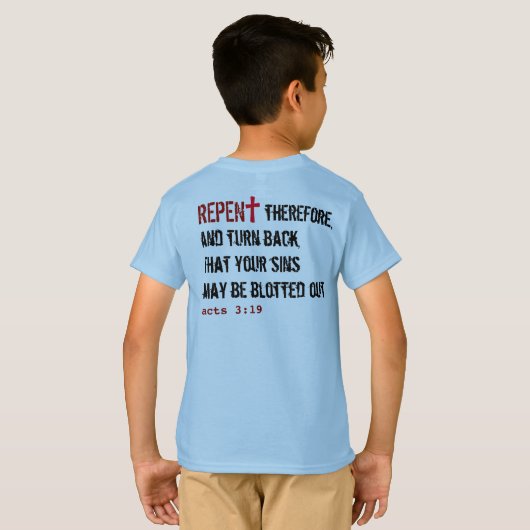 HIM （若者）: REPENT +使徒3:19 Tシャツ (裏面フル)
