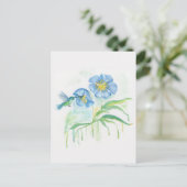 Himalayan Blue Poppy with Hummingbird ポストカード (スタンド正面)