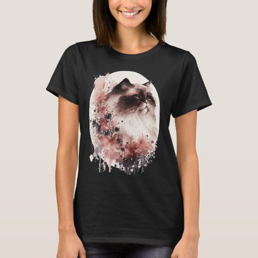 Himalayan Cat Cherry Blossom Japanese Sakura Tシャツ (正面)
