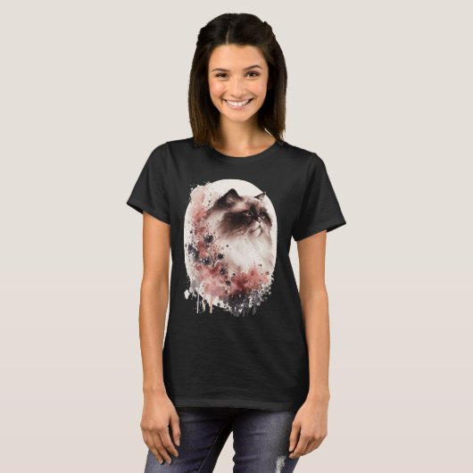 Himalayan Cat Cherry Blossom Japanese Sakura Tシャツ (正面フル)