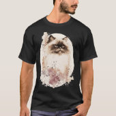 Himalayan Cat Japanese Cherry Blossom Sakura Tシャツ (正面)