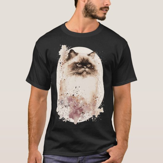 Himalayan Cat Japanese Cherry Blossom Sakura Tシャツ (正面)